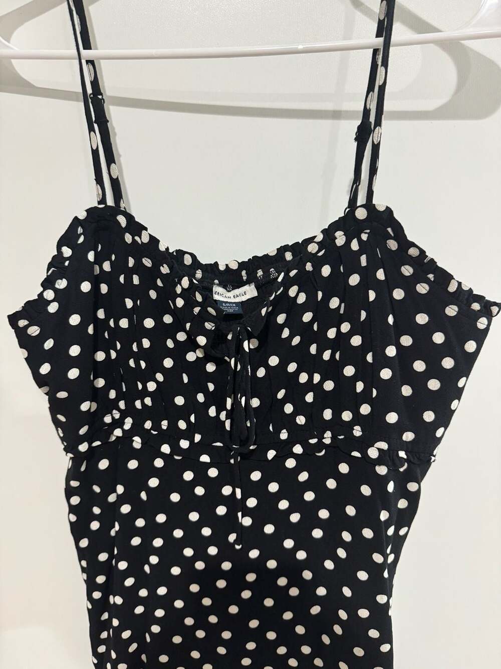 American Eagle Outfitters Black and White Polka Dot Midi Slip Dress Size Small - Picture 2 of 4